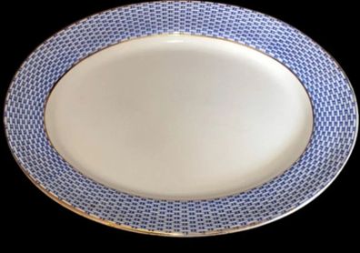Antique Soho Pottery "Montauban" Blue Basket-Weave