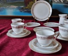 16 Piece Royal Stafford Bone China White With Gold Part Tea Set Made In England