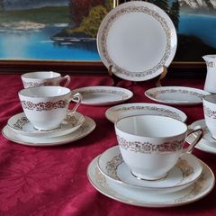 16 Piece Royal Stafford Bone China White With Gold Part Tea Set Made In England