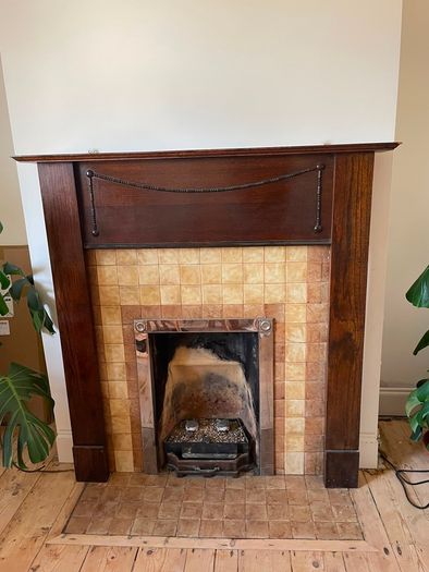 Solid oak fireplace surround