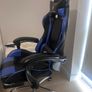 Luckracer Ergonomic Gaming Chair with Footrest (Black/Blue) Image 2