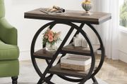 Industrial Side Table 3-Tier Narrow Side Table with Storage Space Metal Frame