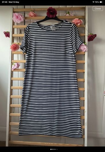 dress street one navy & white striped dress size 38(12)
