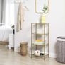 bathroom shelf, standing shelf, kitchen shelf, hallway shelf, living room shelf, plant shelf with 4 shelves made of tempered glass, stable, easy to assemble, living room, bedroom, office, gold-colored Image 4