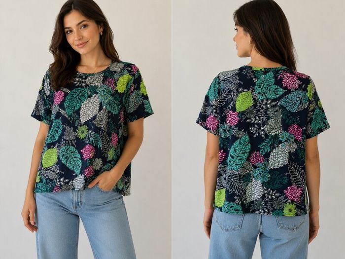 Women's Floral Print Top  Relaxed Fit