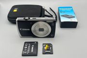Canon PowerShot A2500 16MP Digital Camera Black and Silver Tested - Full Kit