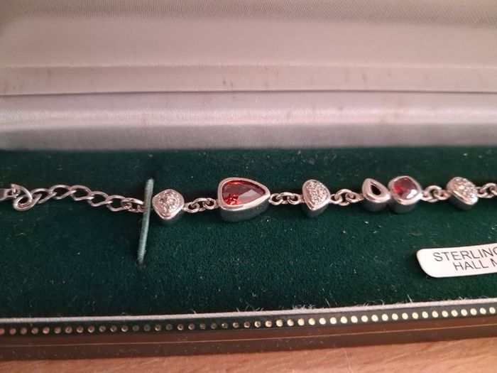 Sterling Silver and Garnet Bracelet