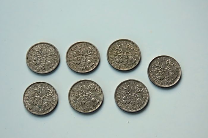 7 X British old sixpence 1954 - 1966