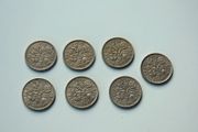 7 X British old sixpence 1954 - 1966