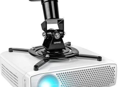 Projector Bracket Mount on Ceiling or Wall for Projection | 10kg Capacity | Universal | Heavy Duty | Fittings Included | Rotate 360