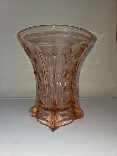 Large Art Deco Davidson Pink Glass Vase