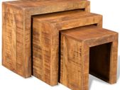 Nesting Table Set 3 Pieces Solid Mango Wood