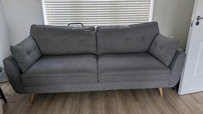 Grey 3-Seater Fabric Sofa