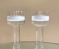Vintage Pair Glass Floating Candle Holders, Rosenthal, Hurricane