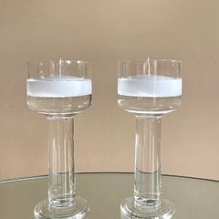 Vintage Pair Glass Floating Candle Holders, Rosenthal, Hurricane