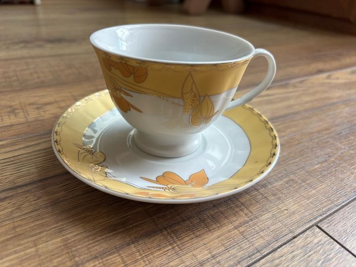 vintage Yamasen Fine Porcelain cup and saucer set from Japan, likely part of the 24K Gold Collection