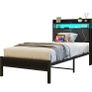 Single Bed Frame with LED Lights Storage Upholstered Headboard and Charging Station Image 2