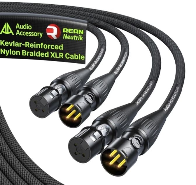 Gold-Plated Neutrik REAN Connector, Kevlar-Reinforced Nylon Braided Microphone Cable, Noiseless Balanced XLR Male to Female Mic Lead for Shure