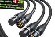 Gold-Plated Neutrik REAN Connector, Kevlar-Reinforced Nylon Braided Microphone Cable, Noiseless Balanced XLR Male to Female Mic Lead for Shure