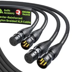 Gold-Plated Neutrik REAN Connector, Kevlar-Reinforced Nylon Braided Microphone Cable, Noiseless Balanced XLR Male to Female Mic Lead for Shure