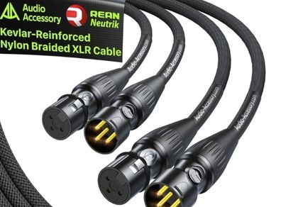 Gold-Plated Neutrik REAN Connector, Kevlar-Reinforced Nylon Braided Microphone Cable, Noiseless Balanced XLR Male to Female Mic Lead for Shure