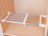Closet Tension Shelf & Rod Expandable Metal Storage Rack Adjustable Organizer DIY Divider Separator for Cabinet Wardrobe Cupboard Kitchen Bathroom