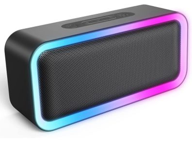 RGB Lights Bluetooth Speaker, 10W Small Portable Wireless Bluetooth Speaker w/HD Stereo, IPX5 Waterproof, 18H Playtime, Mic, TF Card, Mini Speakers for Home Garden Party Camping Travel (FREE POSTAGE)