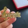Gold Tone Music Musical Note Brooch Crystal Diamante Treble Clef Scarf Pin Badge Image 5