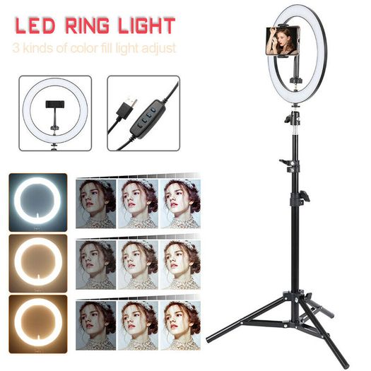 12" LED Ring Light Dimmable Lighting Kit Phone Selfie Tripod Makeup Youtube Live