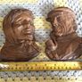A Pair Of french vintage Wooden carved Hangemalt Man & Woman wall plaques Image 7