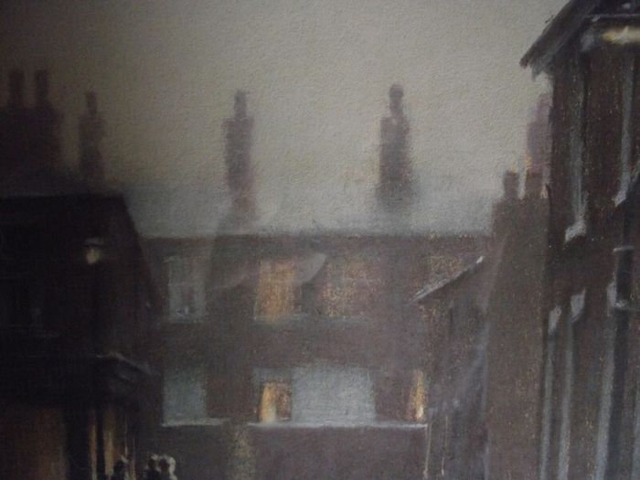 Marc Grimshaw - Original Pastel of - Children In A Rainy Street - Signed