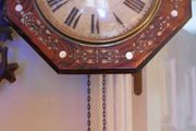 Victorian Wag On The Wall clock with mother of pearl - Victorian Dial Clock in Brass Inlaid Case, Convex Glass (in working order)