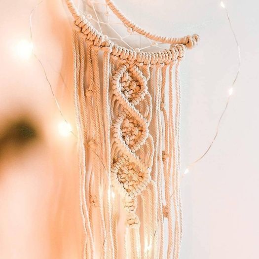 NEW SALE | Macrame Wall Hanging with LED Light,Moon Dream Catcher Woven Tapestry Bohemian Home Decor Wedding Party Ornaments Craft Gifts