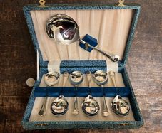 Vintage Nickel Silver Dessert Set in Box