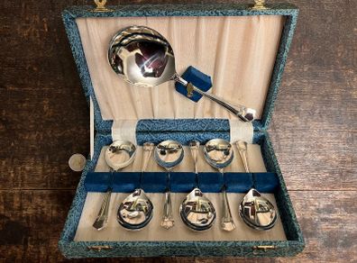Vintage Nickel Silver Dessert Set in Box