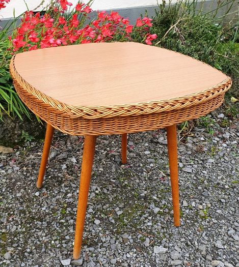 Very Rare Mid Century Wicker Table