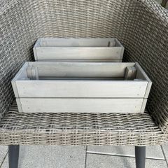 2 Plant Pots Grey Wood