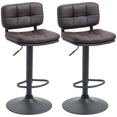 Swivel Bar Stools Set of 2 Dining Chairs Barstools Adjustable Height with Footrest for Kitchen Counter Home Bar Brown