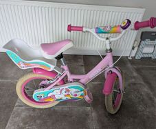 14-Inch Unicorn Bike with Doll Carrier & Stabilizers