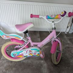 14-Inch Unicorn Bike with Doll Carrier & Stabilizers