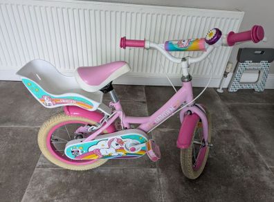 14-Inch Unicorn Bike with Doll Carrier & Stabilizers