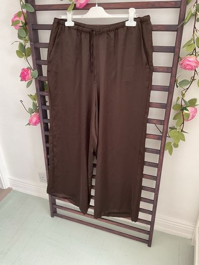 trousers brown satin wide leg trousers large primark