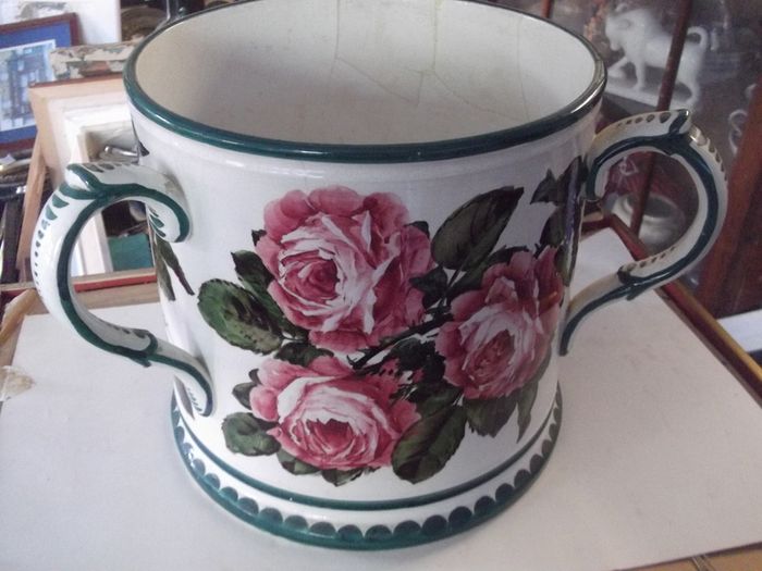a large antique wemyss pottery ware loving cup