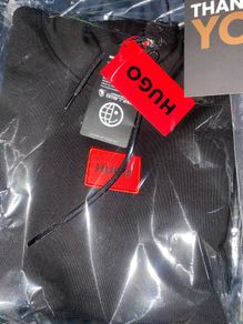 Hugo boss hoodie short sleeved cotton terry sweatshirt size XL brand new with tag colour black