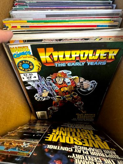 DC, Marvel Long Comic Box w 290 comics for Sale