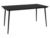 Garden Dining Table Black 150x80x74 cm Steel and Glass