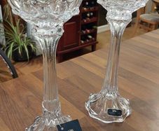 pair Newgrange glass candlesticks