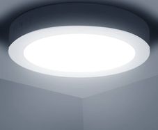 LED Ceiling Light, 18W Daylight White Ceiling Lights, 6500K Kitchen Lights Ceiling, 2100LM Cool White LED Ceiling Lights for Bedroom, Living Room, Hallway, Outside