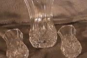 three cut glass possie vases