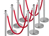 Crowd Control Stanchion, Set of 8 Pieces Stanchion Set, Stanchion Set with 5 ft/1.5 m Red Velvet Rope,  Crowd Control Barrier  Sturdy Concrete